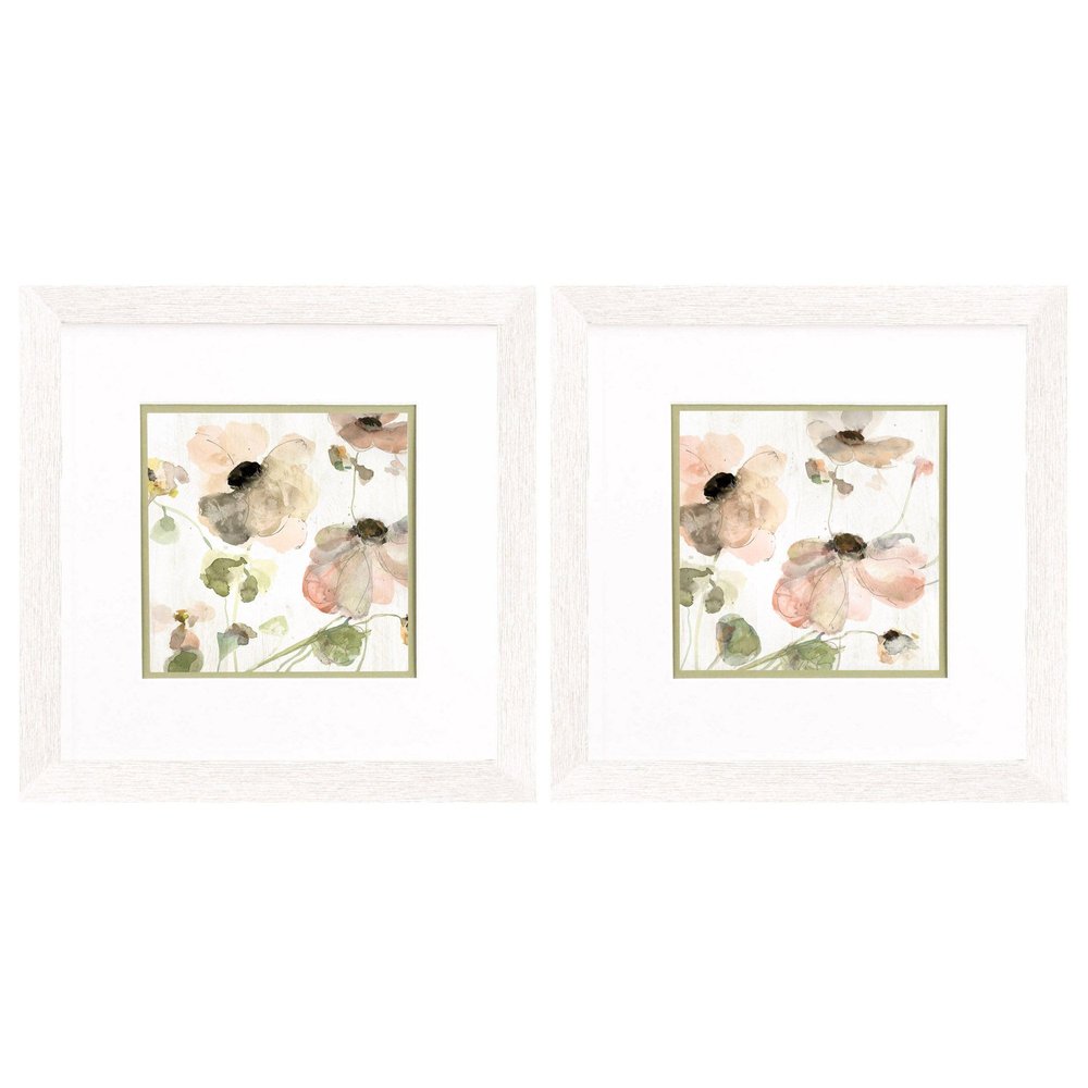 Set Of Two Soft Spring Pop Distressed White Framed Wall Art HomeRoots