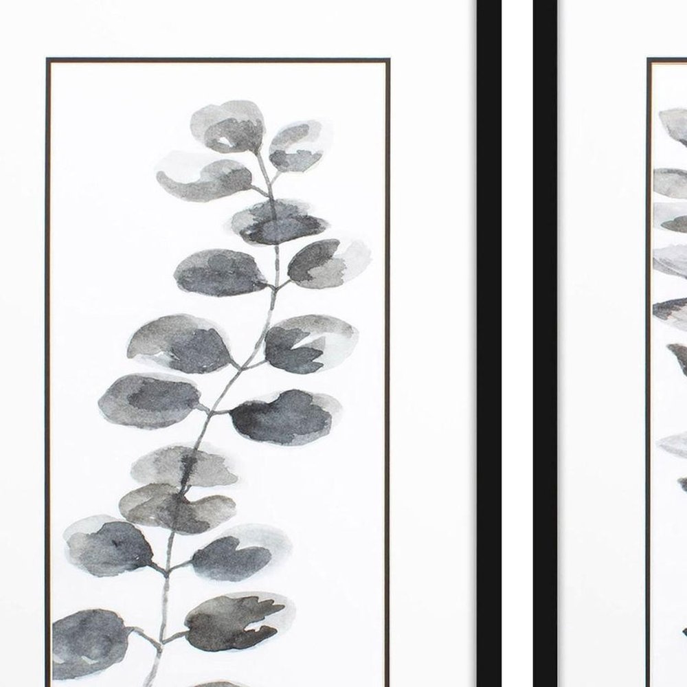 Set Of Two Nature Leaf Black Framed Wall Art