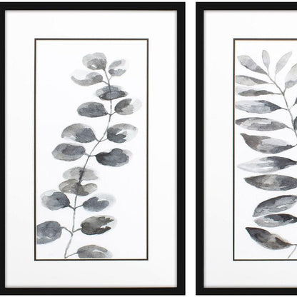 Set Of Two Nature Leaf Black Framed Wall Art