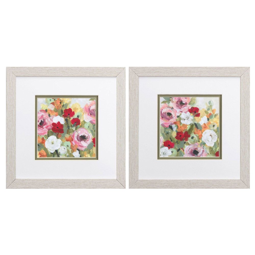 Set Of Two Leas Garden Distressed White Framed Wall Art