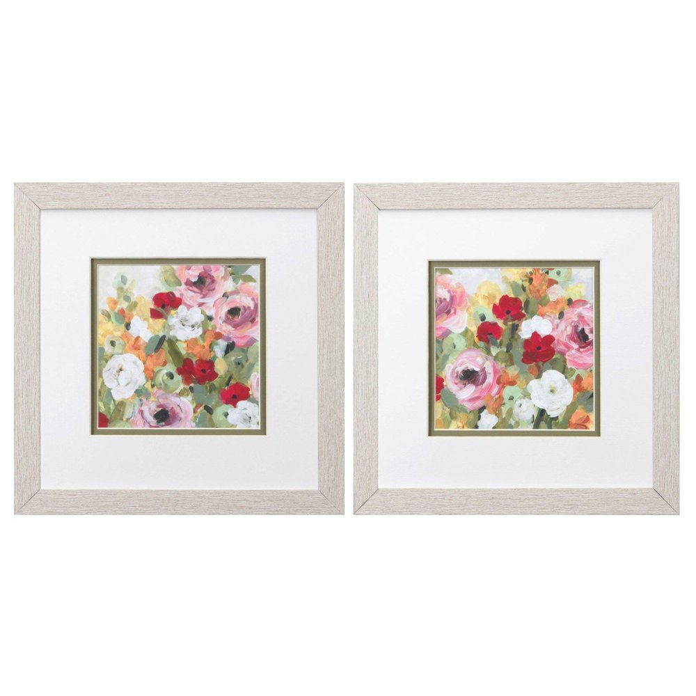 Set Of Two Leas Garden Distressed White Framed Wall Art