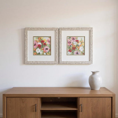 Set Of Two Leas Garden Distressed White Framed Wall Art