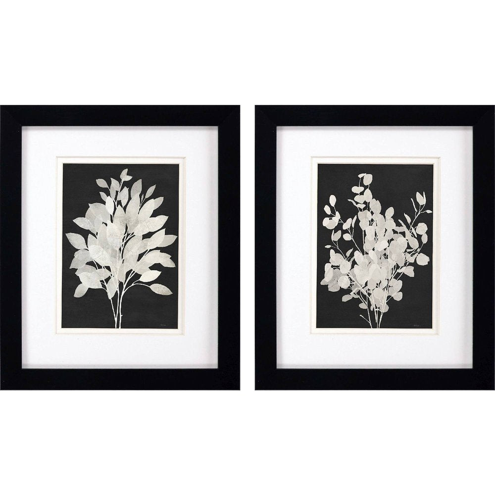 Set Of Two Misty Branches Black Framed Wall Art