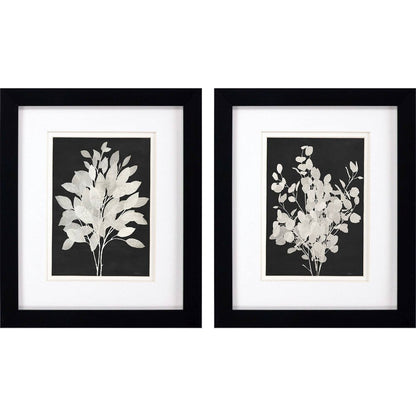 Set Of Two Misty Branches Black Framed Wall Art