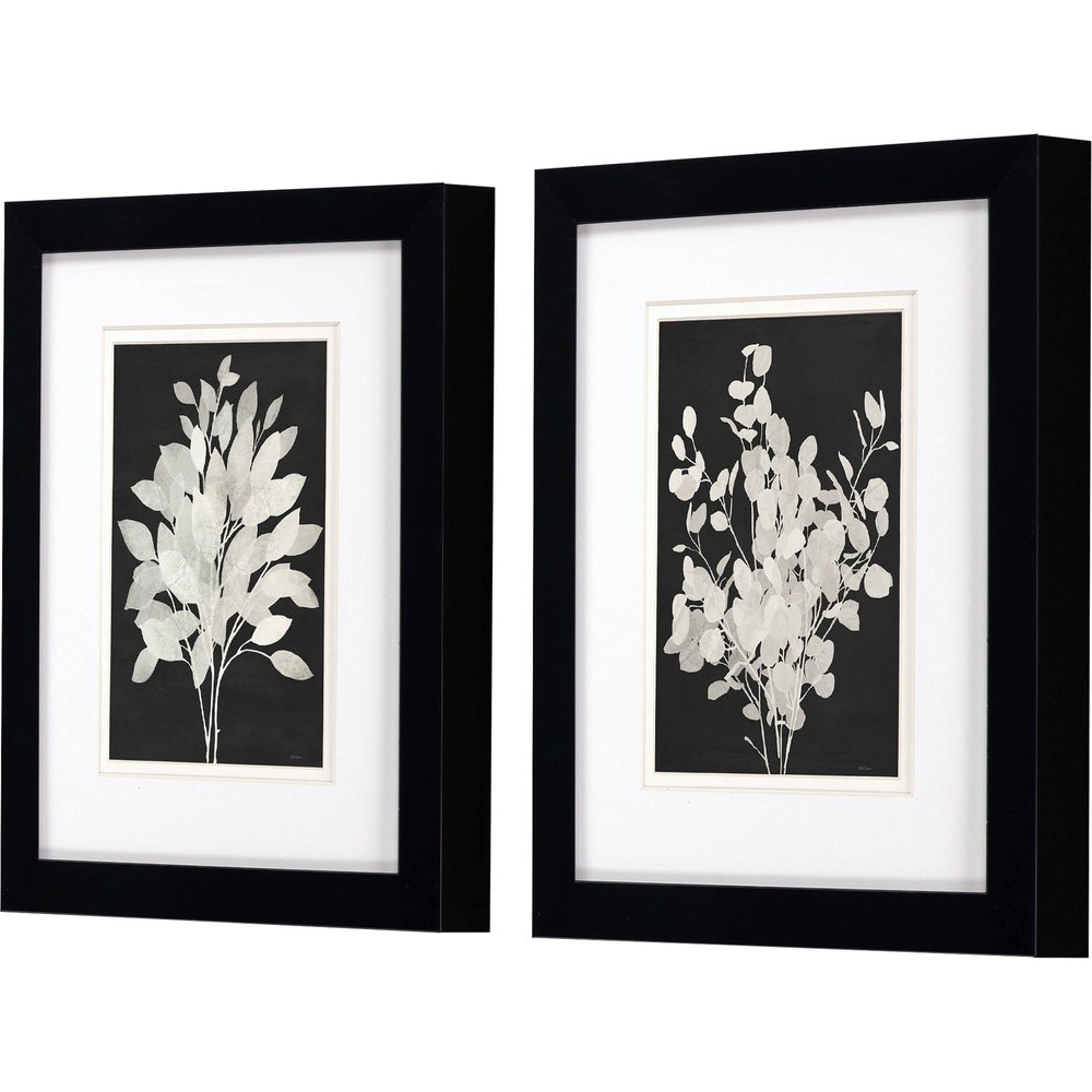 Set Of Two Misty Branches Black Framed Wall Art
