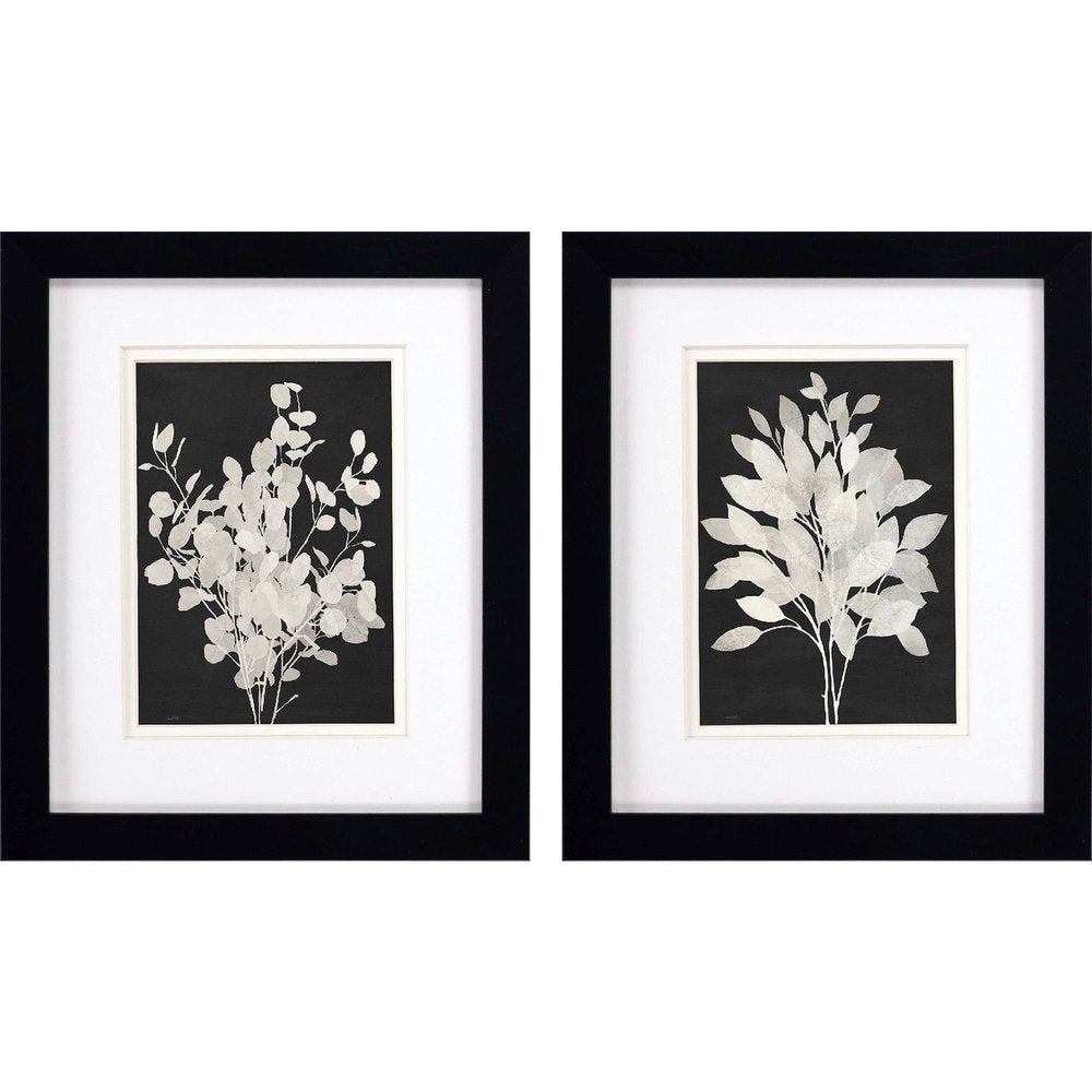 Set Of Two Misty Branches Black Framed Wall Art