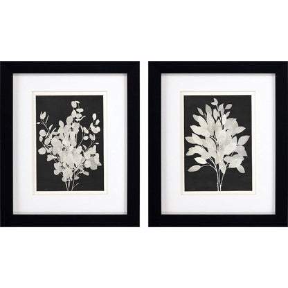 Set Of Two Misty Branches Black Framed Wall Art