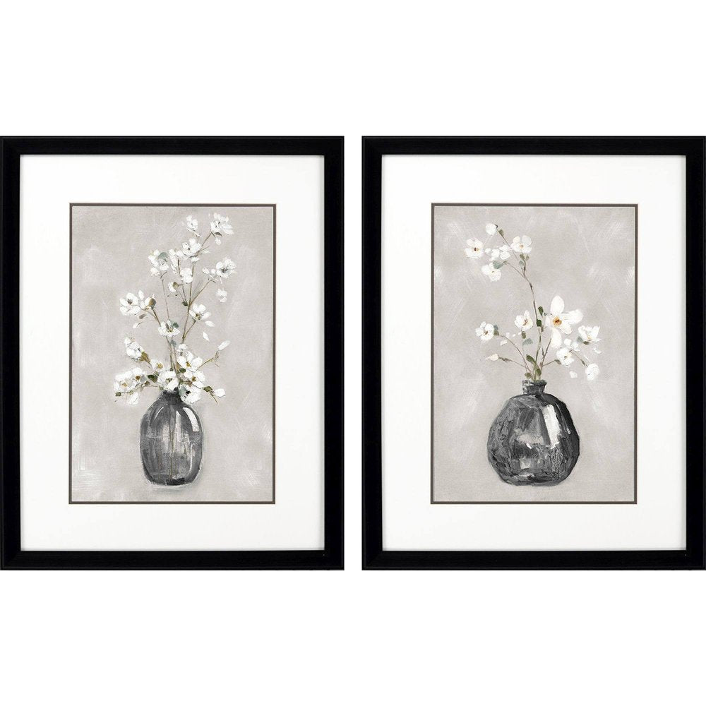 Set Of Two Cottage Spring Black Framed Wall Art