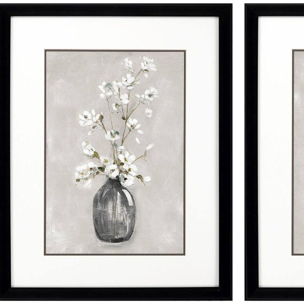 Set Of Two Cottage Spring Black Framed Wall Art