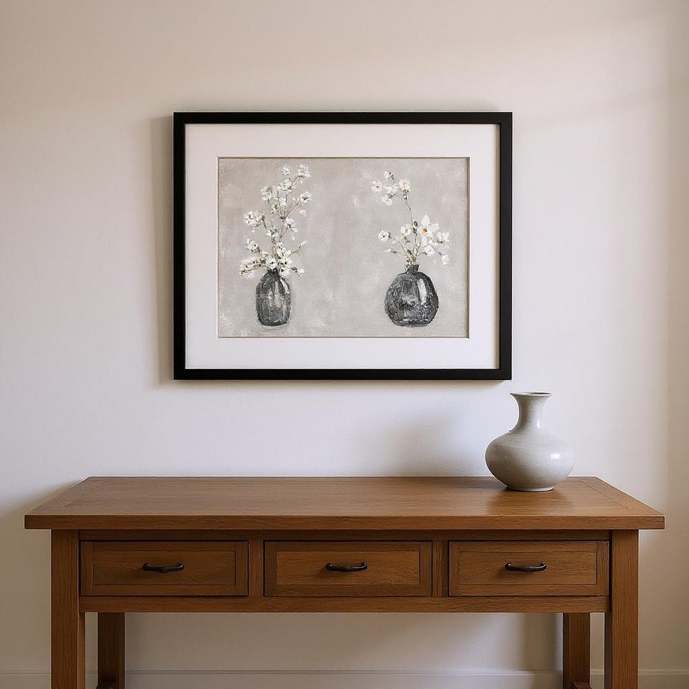 Set Of Two Cottage Spring Black Framed Wall Art