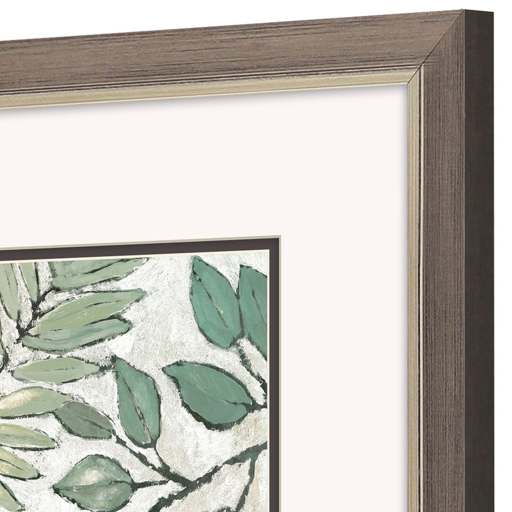 Set Of Two Green Botanical Silver Framed Wall Art