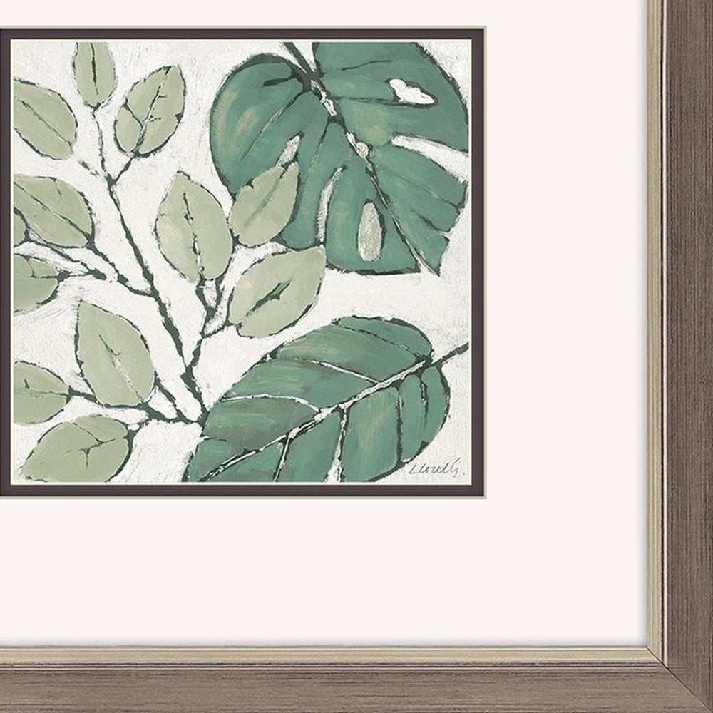 Set Of Two Green Botanical Silver Framed Wall Art
