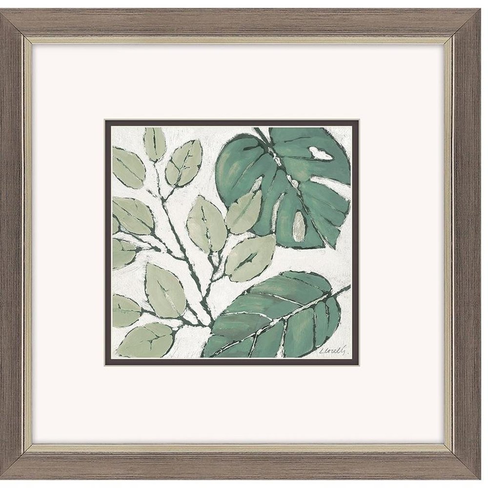 Set Of Two Green Botanical Silver Framed Wall Art