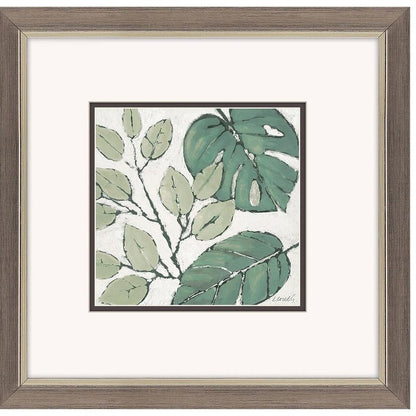 Set Of Two Green Botanical Silver Framed Wall Art