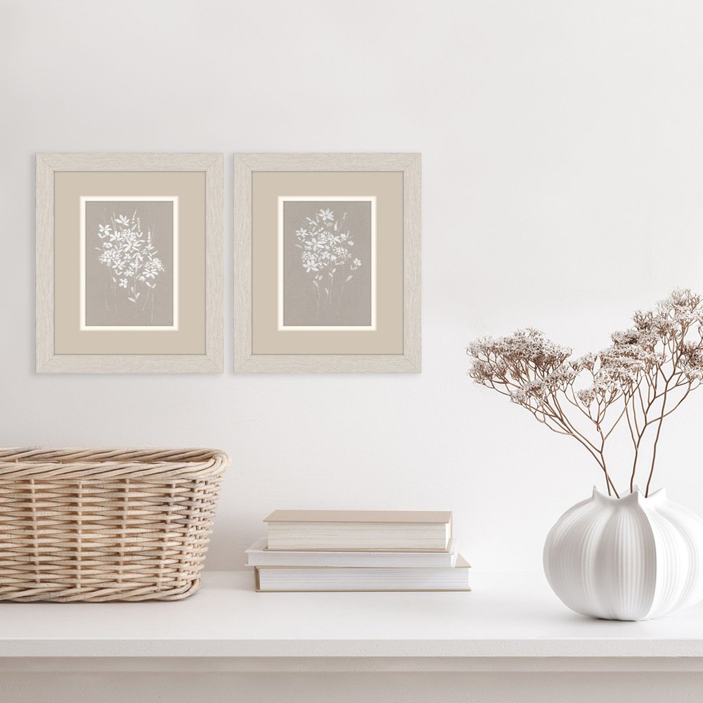 Set Of Two Delicate Botanicals Distressed White Framed Wall Art HomeRoots