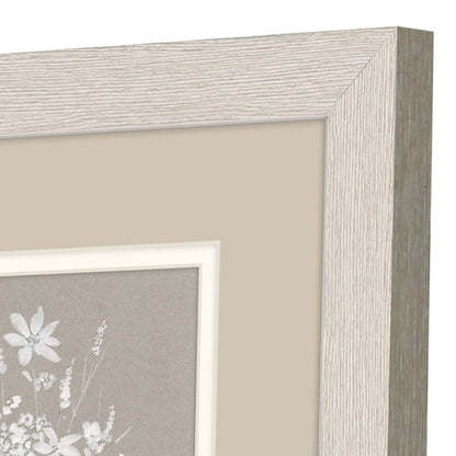 Set Of Two Delicate Botanicals Distressed White Framed Wall Art