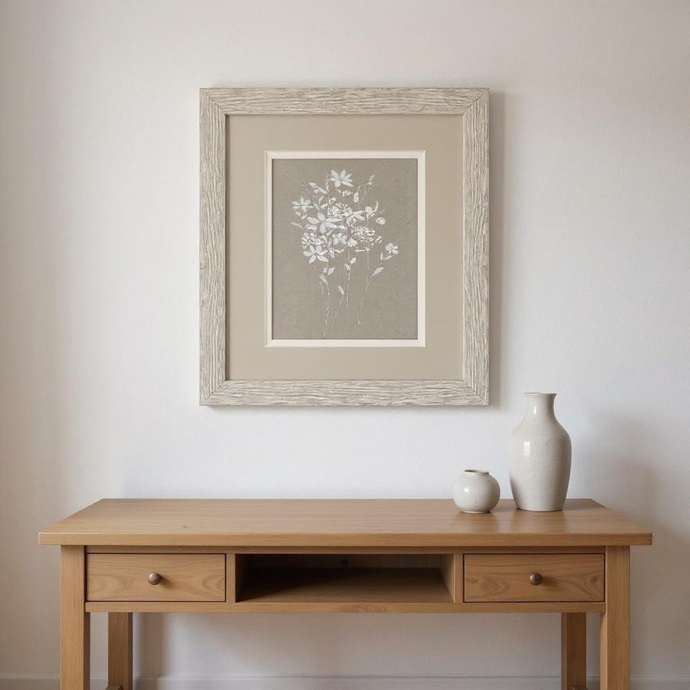 Set Of Two Delicate Botanicals Distressed White Framed Wall Art
