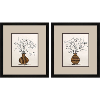 Set Of Two Branches in Urn Black Framed Wall Art