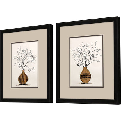 Set Of Two Branches in Urn Black Framed Wall Art