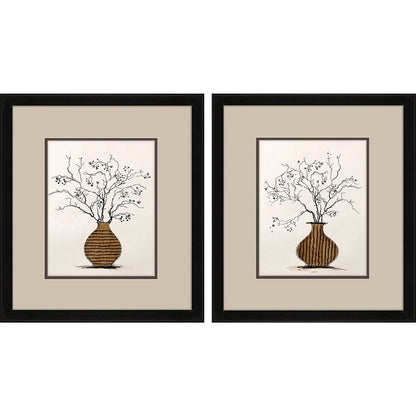 Set Of Two Branches in Urn Black Framed Wall Art