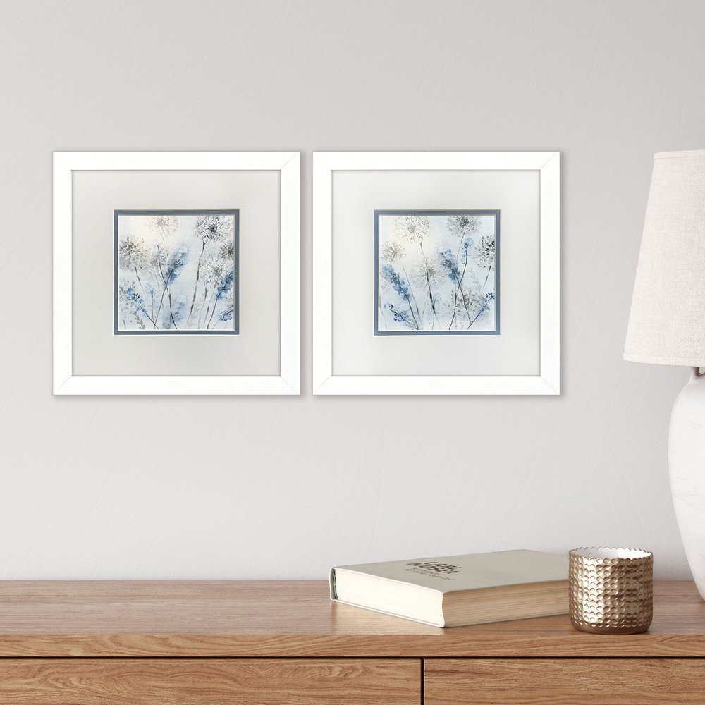 Set Of Two Soft Country Morning White Framed Wall Art