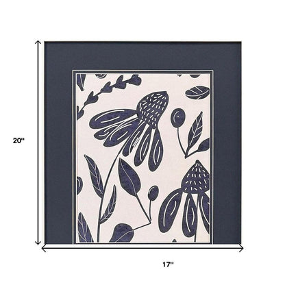 Set Of Two Denim Floral White Framed Wall Art