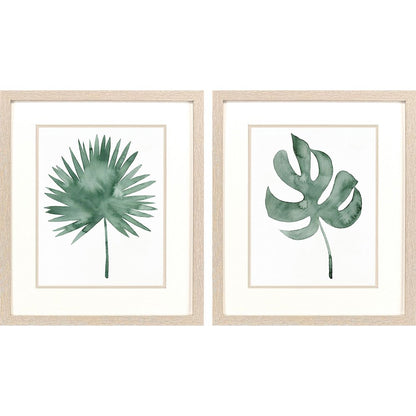 Set Of Two Plant Press Distressed White Framed Wall Art