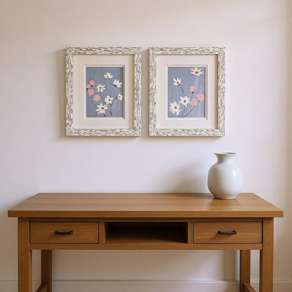 Set Of Two Garden Party Distressed White Framed Wall Art