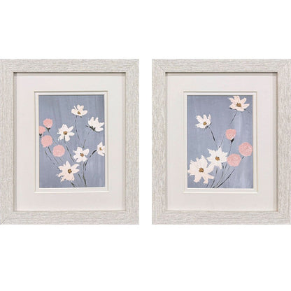 Set Of Two Garden Party Distressed White Framed Wall Art