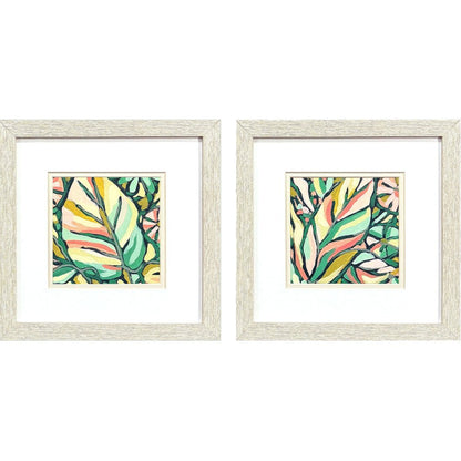 Set Of Two Candy Tropicals II Distressed White Framed Wall Art