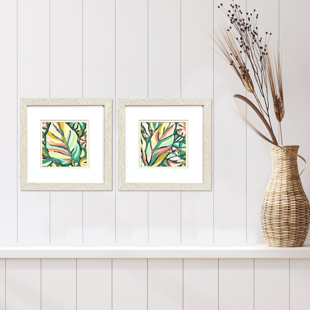 Set Of Two Candy Tropicals II Distressed White Framed Wall Art