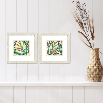 Set Of Two Candy Tropicals II Distressed White Framed Wall Art