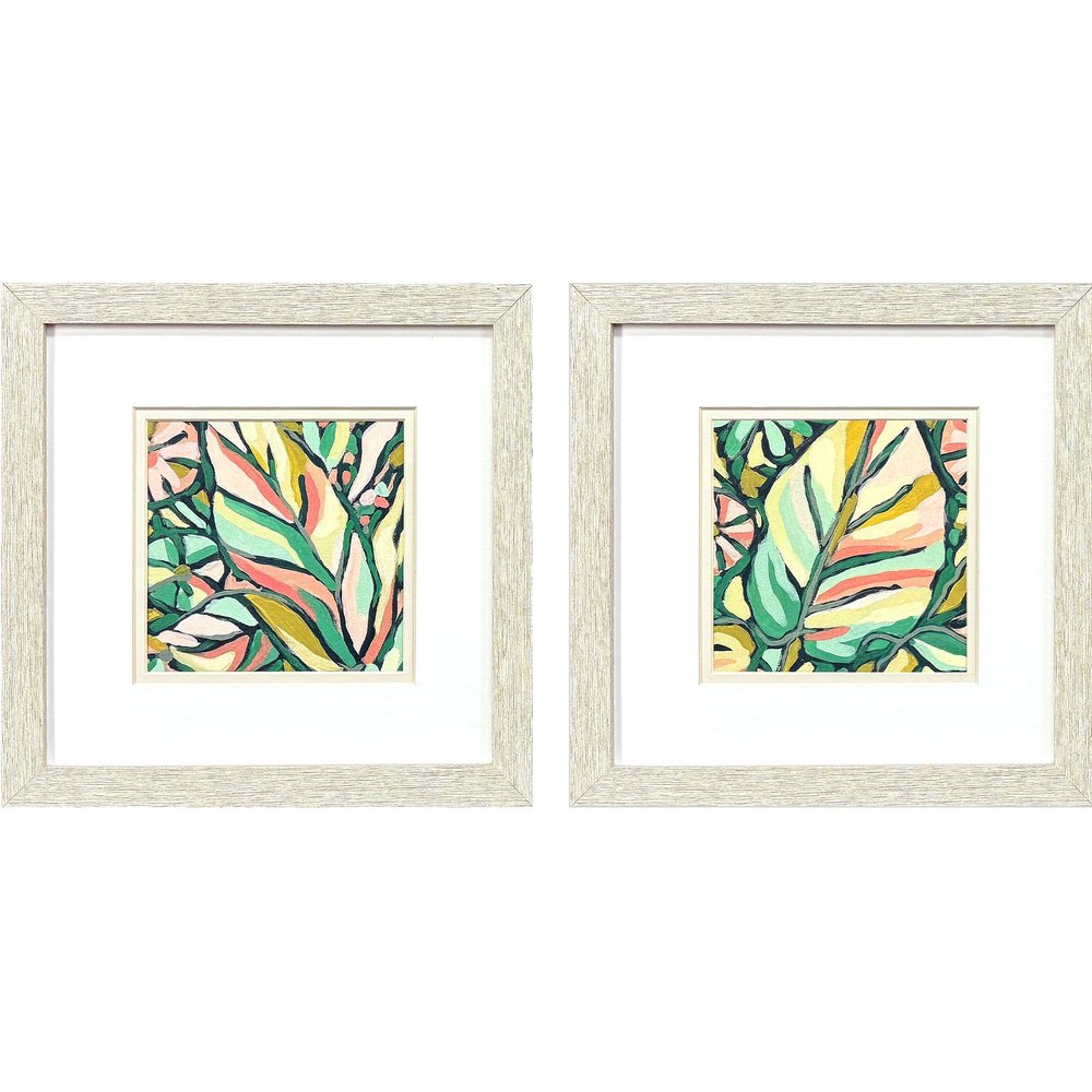 Set Of Two Candy Tropicals II Distressed White Framed Wall Art