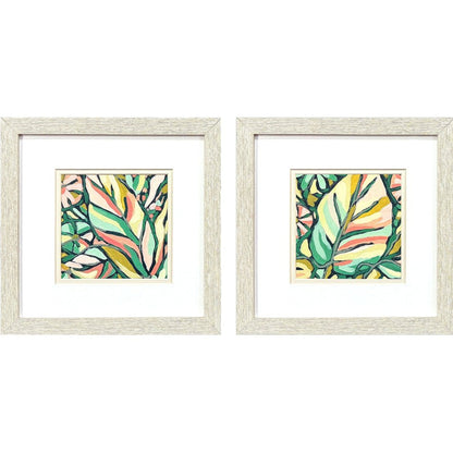 Set Of Two Candy Tropicals II Distressed White Framed Wall Art