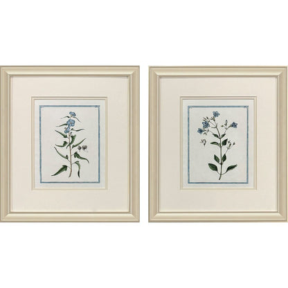 Set Of Two Shabby Chic Botanical Gold Framed Wall Art