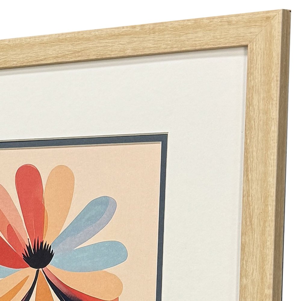 Set Of Two Colorful Flowers Brown Framed Wall Art