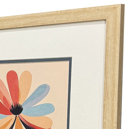 Set Of Two Colorful Flowers Brown Framed Wall Art