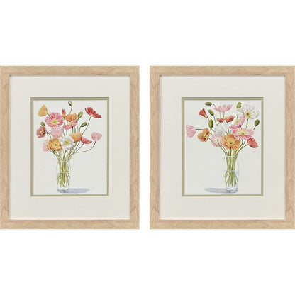 Set Of Two Wiry Poppies Brown Framed Wall Art