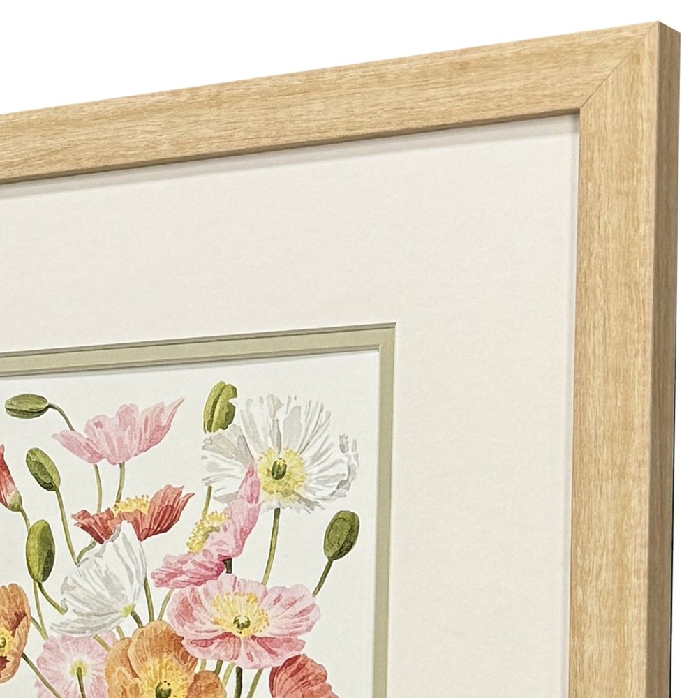 Set Of Two Wiry Poppies Brown Framed Wall Art