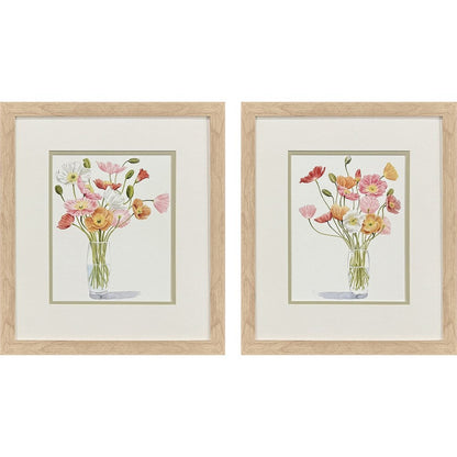 Set Of Two Wiry Poppies Brown Framed Wall Art