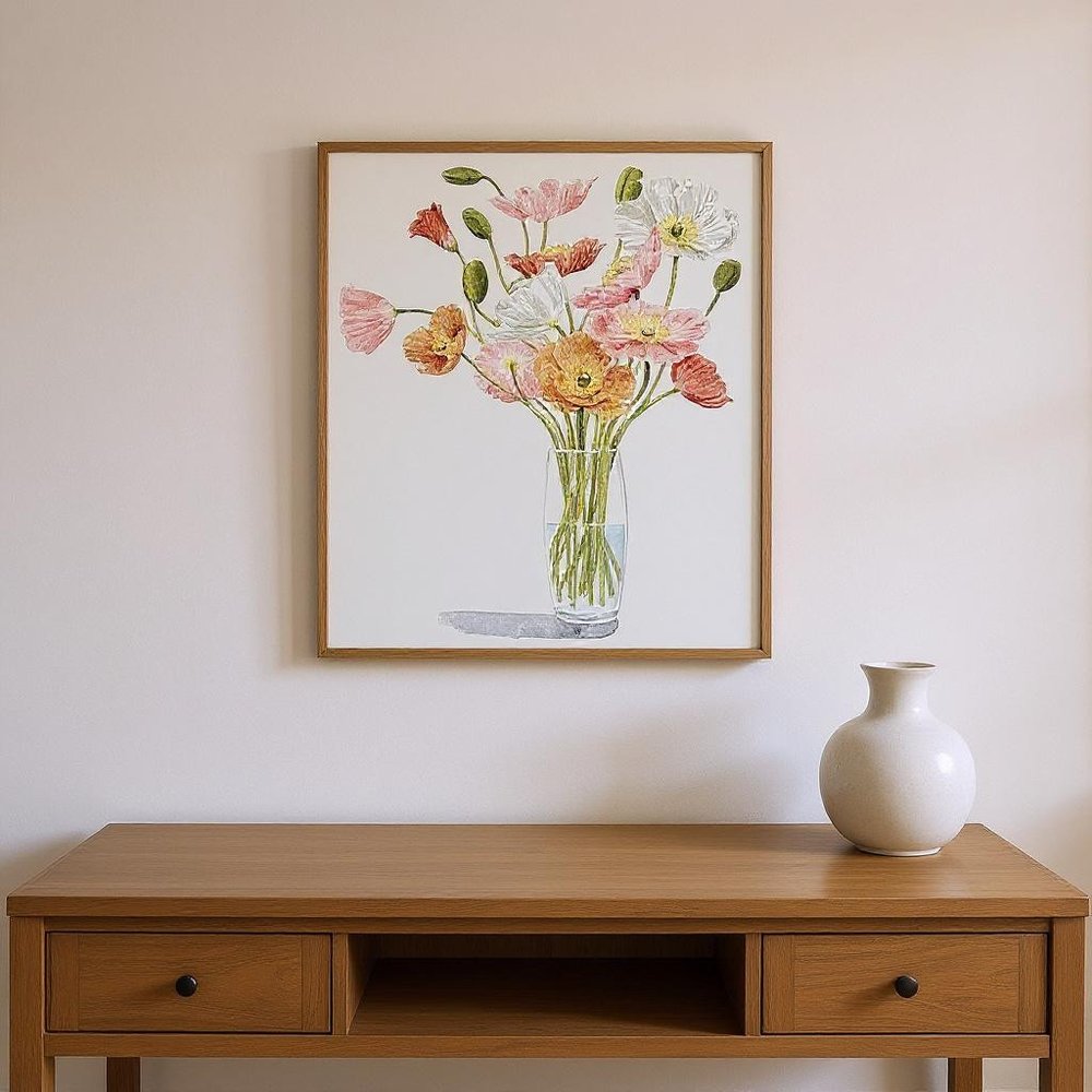 Set Of Two Wiry Poppies Brown Framed Wall Art HomeRoots