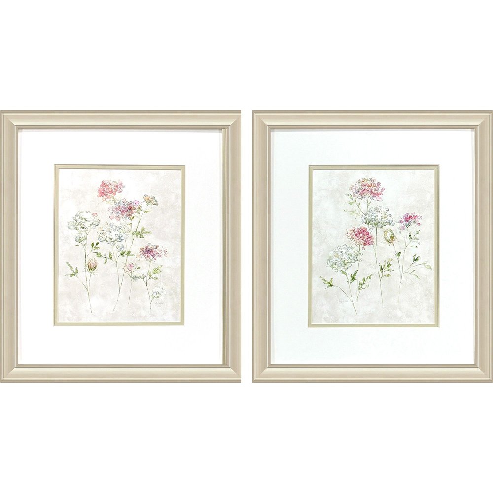 Set Of Two Soft Lace Gold Framed Wall Art
