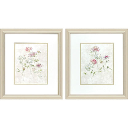 Set Of Two Soft Lace Gold Framed Wall Art