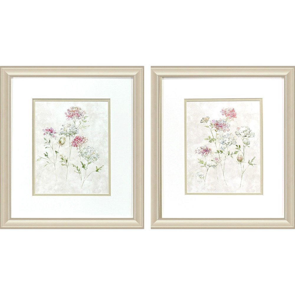 Set Of Two Soft Lace Gold Framed Wall Art