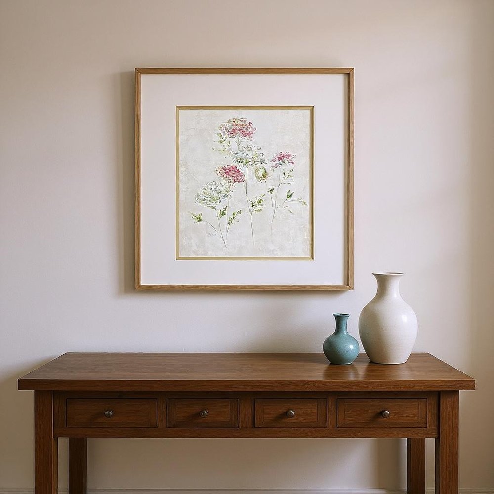 Set Of Two Soft Lace Gold Framed Wall Art
