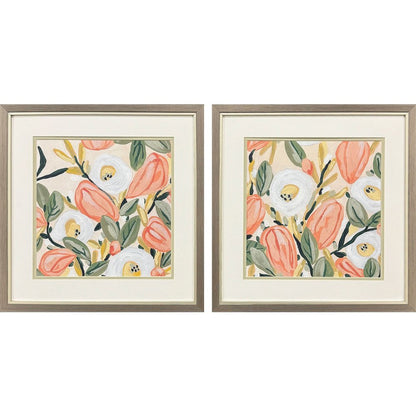 Set Of Two Gleeful Garden Silver Framed Wall Art