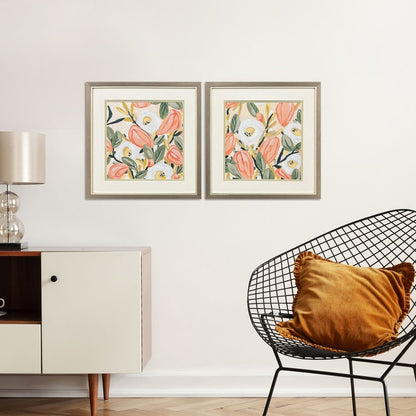 Set Of Two Gleeful Garden Silver Framed Wall Art HomeRoots