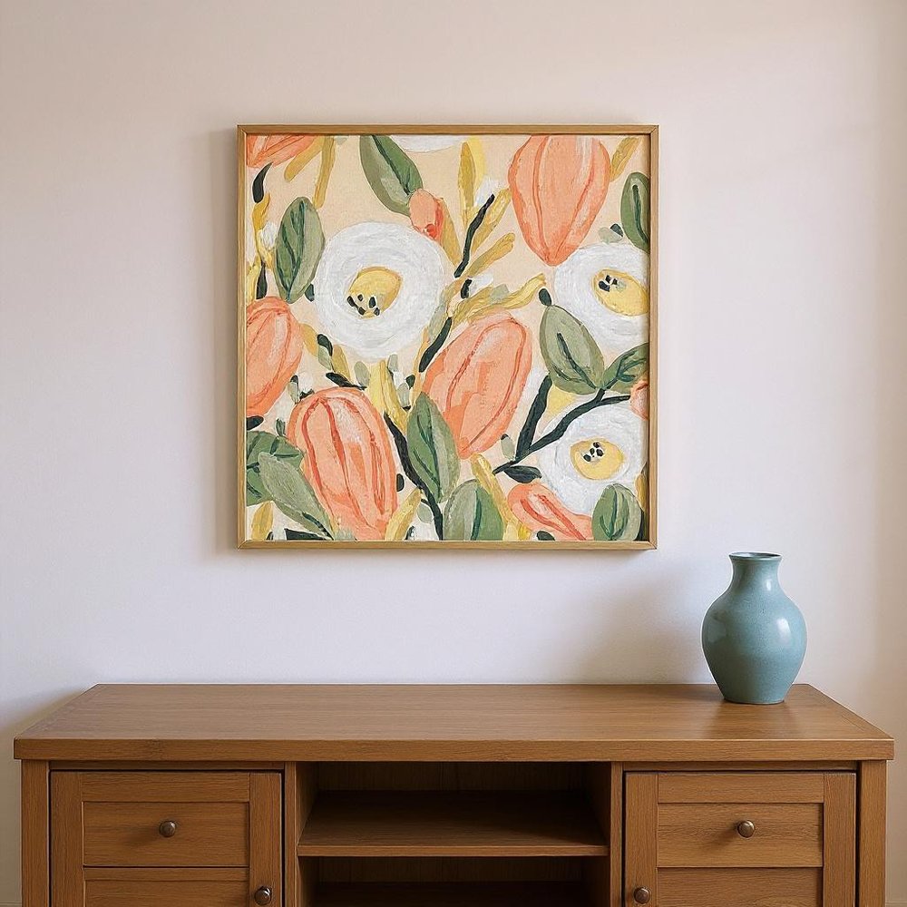 Set Of Two Gleeful Garden Silver Framed Wall Art