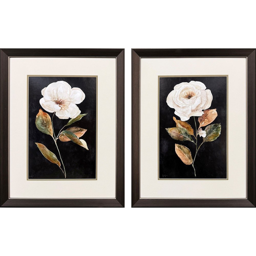 Set Of Two Botanical on Black Brown Framed Wall Art HomeRoots
