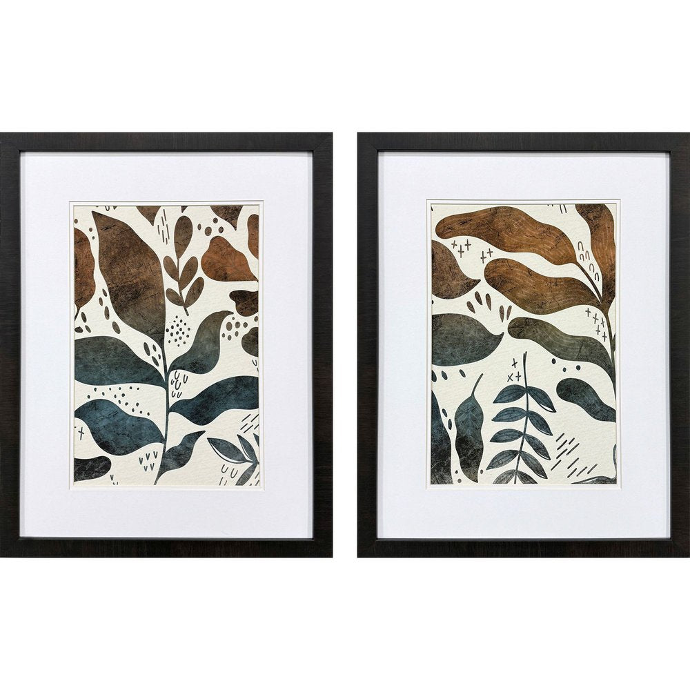 Set Of Two Dyed Fall Brown Framed Wall Art